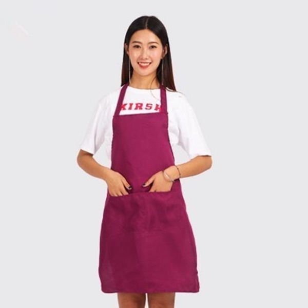 

aprons fashionable solid color cooking apron woman man kitchen thickening household cleaning cotton polyester double pocket