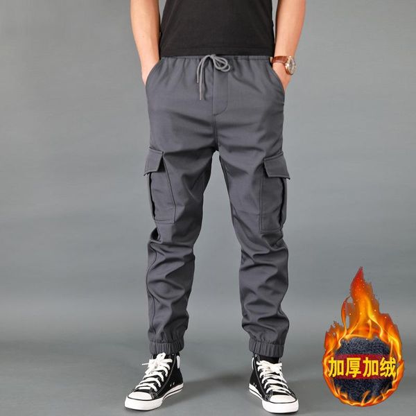 

men's pants tactical workman's costume foot fall winter fleece loose outdoor sports camping hiking fishing men, Black