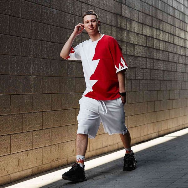

men's t-shirts ins style mens designer tshirts fashion color patchwork short sleeve tee hip hop teenagers summer, White;black
