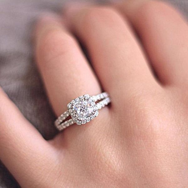 

utimtree women rings with crystal fashion cubic zirconia wedding engagement ring band jewelry accessories anillos bijoux cluster, Golden;silver