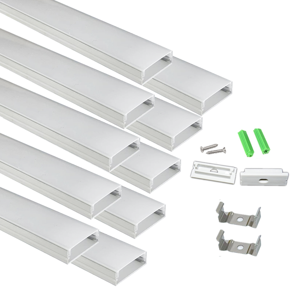 

bar lights 10-pack 2m 6.56ft u shape led aluminium channel milky diffuser,30*10mm dual row strip profile,surface mounted 1 inch pcb track