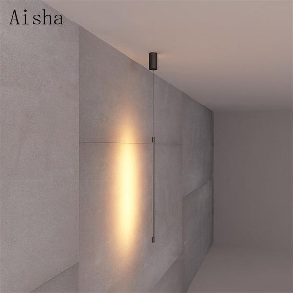 

pendant lamps minimalist bedroom bedside light modern living room tv wall led lamp geometry line strip hanging fixtures