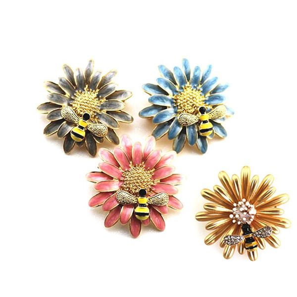 

pins, brooches 6 pcs/ lot fashion jewelry accessories metal enamel bee flower for women, Gray