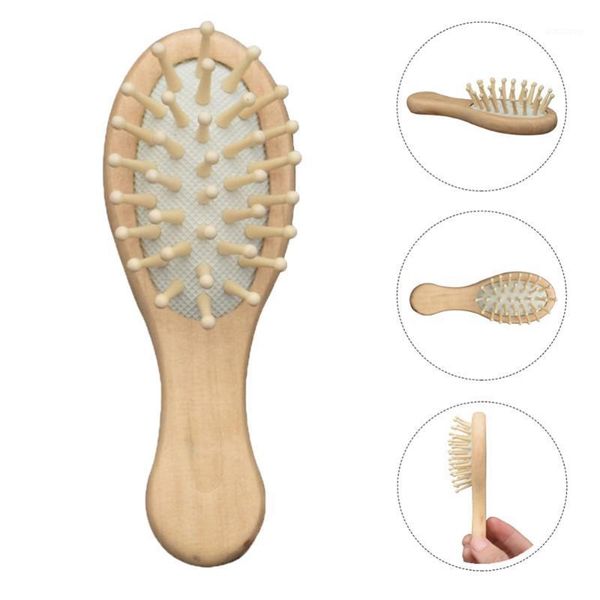 

set 3pcs portable combs comfortable mini airbag practical wooden hair brushes1, Silver