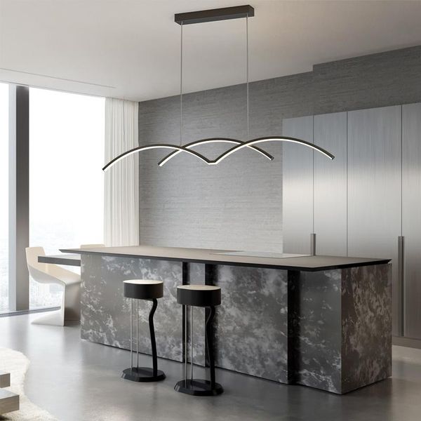 

chandeliers modern for dining room minimalist led long table kitchen bar office studio loft lamp black smart indoor lighting