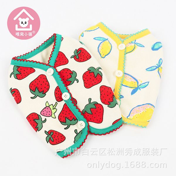 

weichong town pet cloth in autumn and winter of 20 strawberry printing comfortable psh backing dog