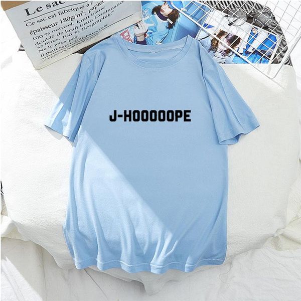

women's t-shirt 2021 12-color selection j-hooooope printed candy color harajuku street female short sleeve tees o-neck, White
