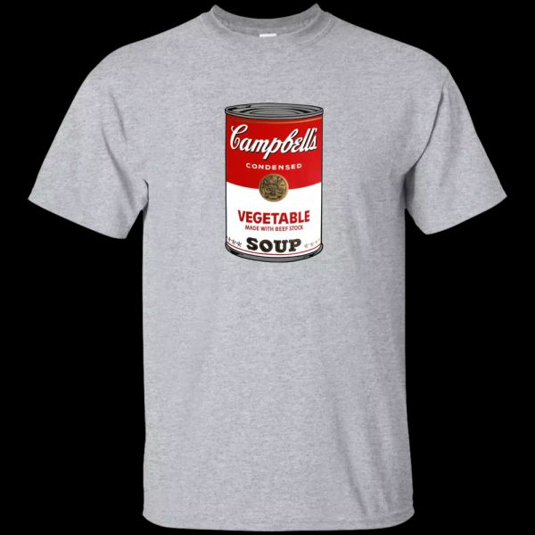 

campbell's soup can, andy warhol, pop art t-shirt, White;black