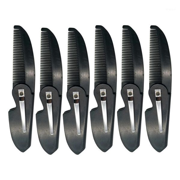 

6pcs black multifunction pocket beard portable styling gift exquisite men fashion ps folding comb hairdressing tool1, Silver