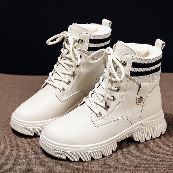 

boots winter women warm lady platform gothic shoes white short plush black snow