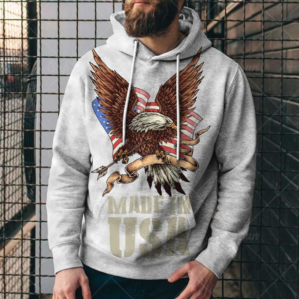 

men's hoodies & sweatshirts fashion eagle usa flag pattern 3d print men's pullover harajuku clothing casual jacket tracksuit, Black
