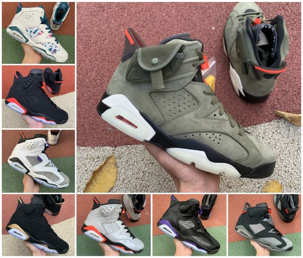 

mens 6 travis scotts og basketball shoes 6s hare white dmp tinker black infrared carmine oregon men unc university blue flint grey trainers