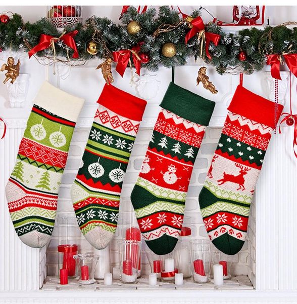 

christmas decorations decoration knitted socks snowman santa elk printing xmas candy gift bag fireplace tree kids bags