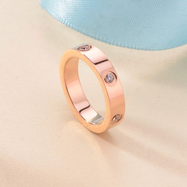 

hearts/chrome classic crosin ch titanium steel ring with plated rose gold six diamonds