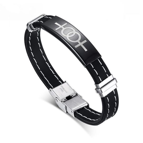 

charm bracelets black silicone female symbol bracelet stainless steel buckle gay & lesbian pride homosexual jewelry b153, Golden;silver