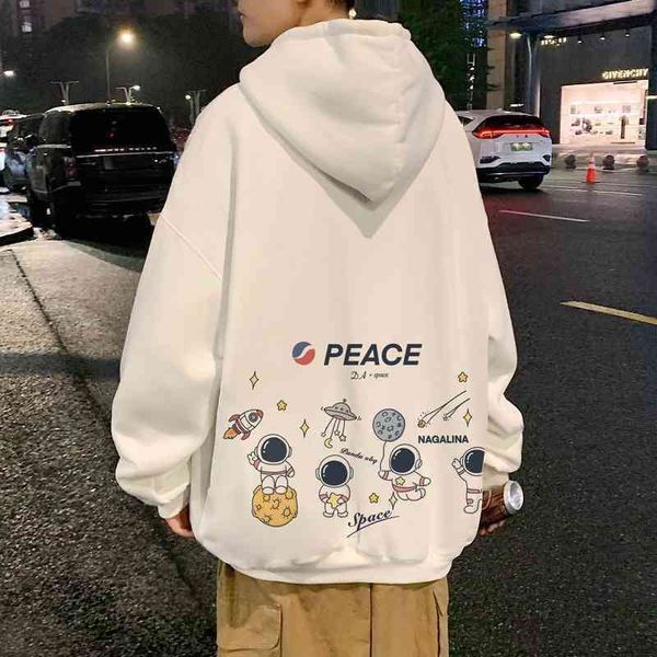 

children's fun planet sweater men's autumn and winter hooded oversize tide brand ins loose coat hiphop, Black