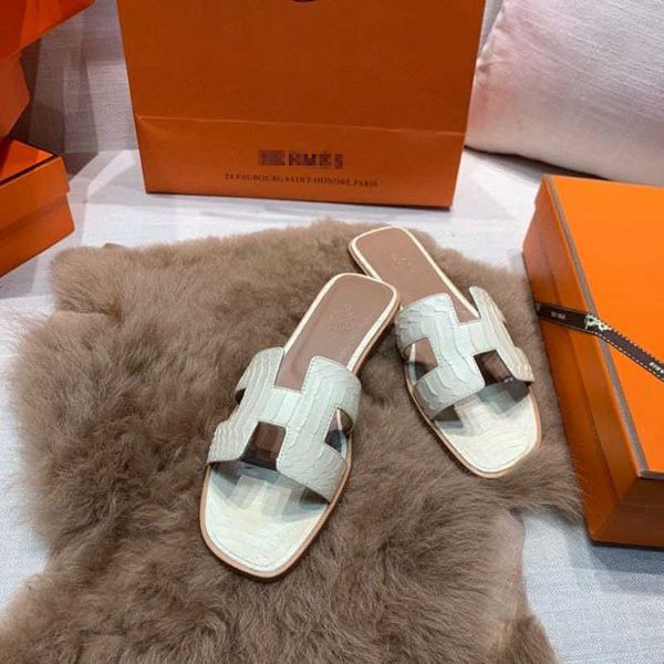 

slippers 2021 female snake h sandal flat heel slipper flat bottom large zly, Black