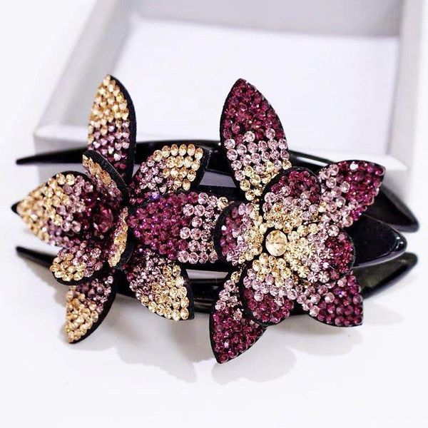 

hair clips & barrettes misananrynedouble flower clip crystal combs female elegant beads hairgrip fashion accessories tool, Golden;silver