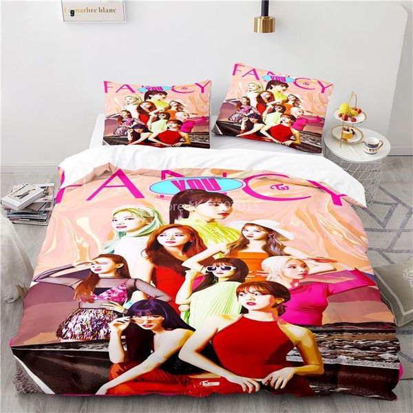 

bedding sets korea singer jisoo jennie pattern set linen bedclothes duvet cover pillowcase single double twin full  king 2/3pcs