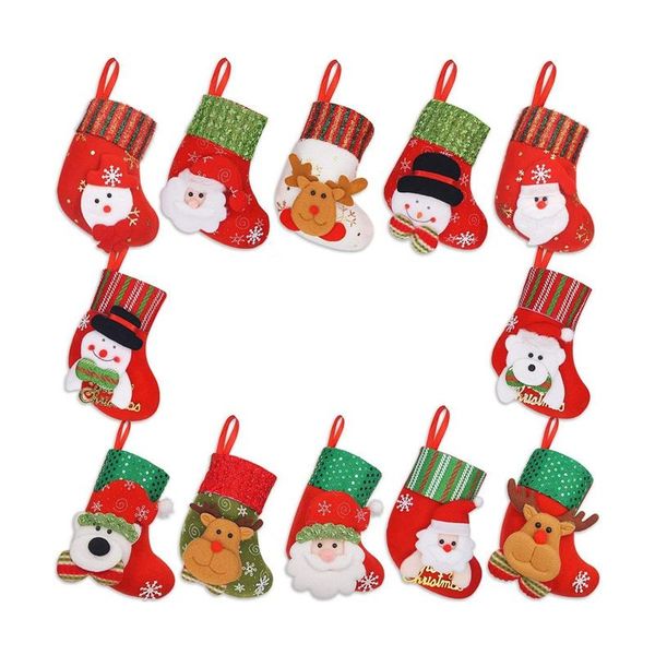 

christmas decorations mixed set mini stockings, 12pcs