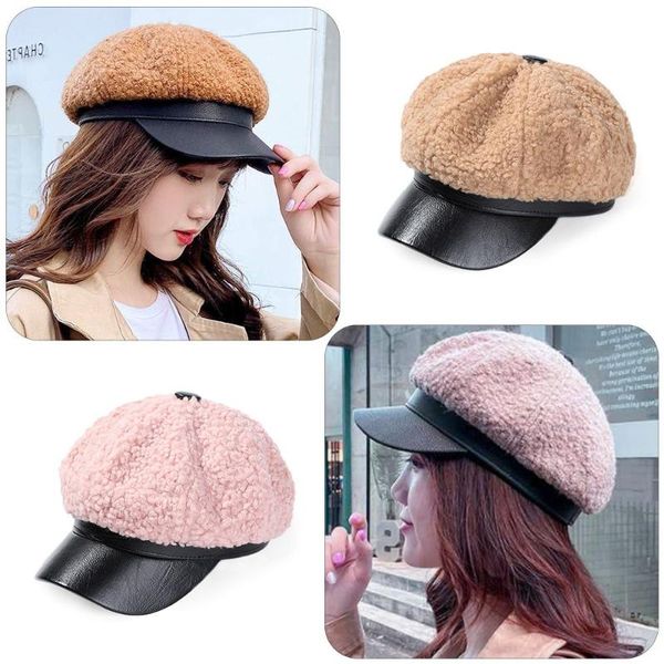 

berets women casual outdoor elegant painter hat warm wool beret navy cap, Blue;gray