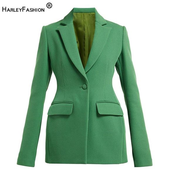 

women's suits & blazers harleyfashion 2021 spring stunning design unique vintage candy color sand clock shape quality green blazer, White;black