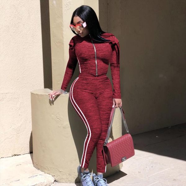 

femme two piece set womenpant chandal moda mujer deportivo plus size roupas itfabs sports tracksuit women autumn wear jogging, White
