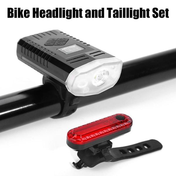 

2pcs/set Waterproof Smart Bicycle LED Lights USB Rechargeable Front Headlight + Rear Taillight Warning Traffic Light