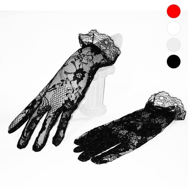 

bridal gloves 10pc / lot black red lace short lady girl women, White