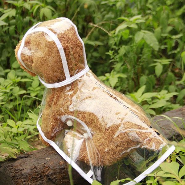 

dog apparel transparent solid color waterproof raincoat clothes puppies hooded