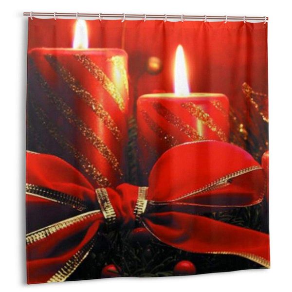 

shower curtain,christmas theme red candle holiady,custom design waterproof shower curtains bathroom decor include hooks, extra