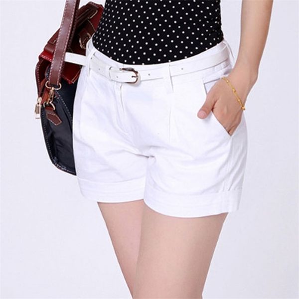 

summer woman shorts ladies casual short pants fashion draped office ol solid color pant female khaki&white plus size 210623, White;black