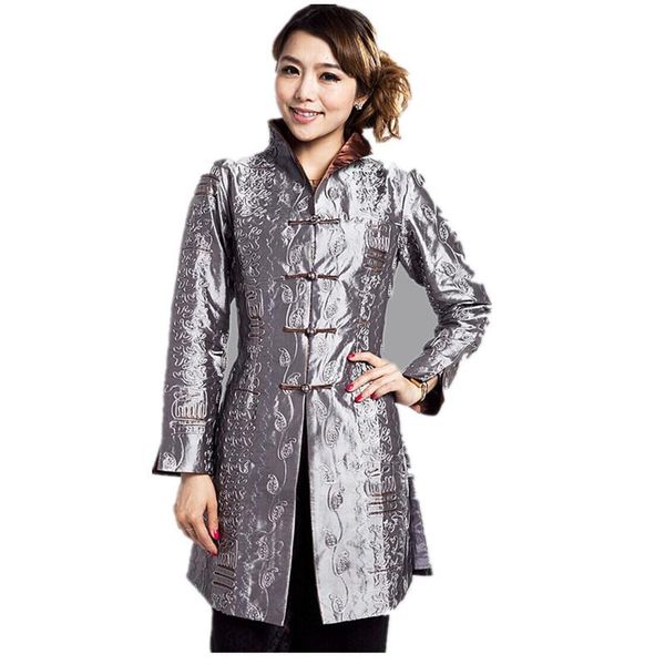 

women's trench coats gray lady polyester button coat middle-aged mother long style jacket spring autumn outwear plus size s to, Tan;black