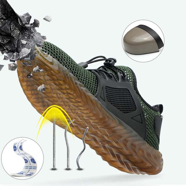 Scarpe da uomo Stivali antinfortunistici in mesh traspirante Scarpa da lavoro anti-piercing morbida con punta in acciaio indistruttibile da uomo