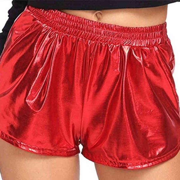 

bright color summer women's fashion soft elastic high waist shorts women pocket leather casual plus size, White;black
