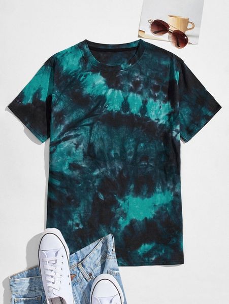 

men tie dye short sleeve tee f165#, White;black