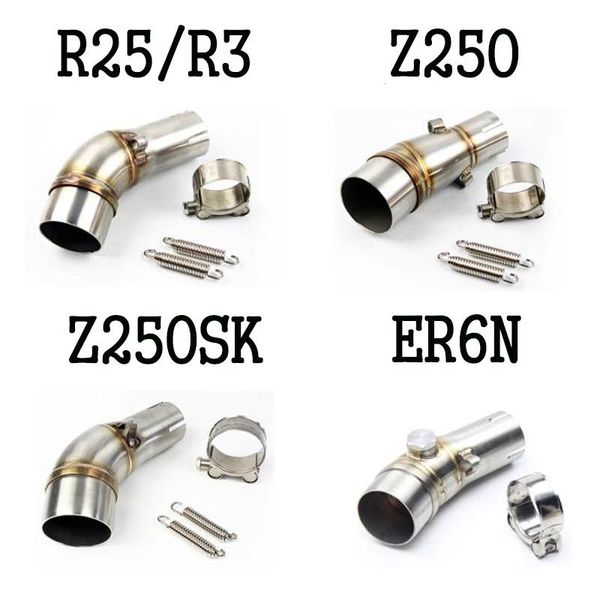 

motorcycle muffler middle section adapter exhaust link pipe for er6n ninja 250 250r z250 z300 r25 r3 gp system