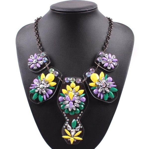 

pendant necklaces women chain statement necklace crystal chunky jewelry for ladies fashion florate brand flower wholesale, Silver