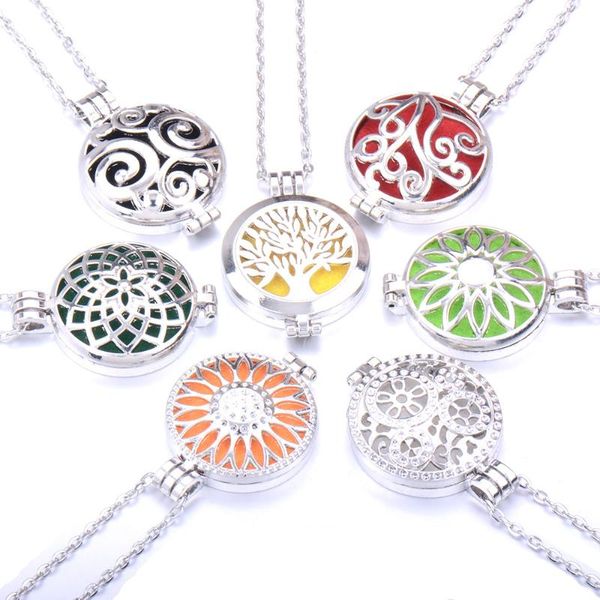 

pendant necklaces aroma retro necklace antique locket magnetic perfume essential oil diffuser jewelry, Silver