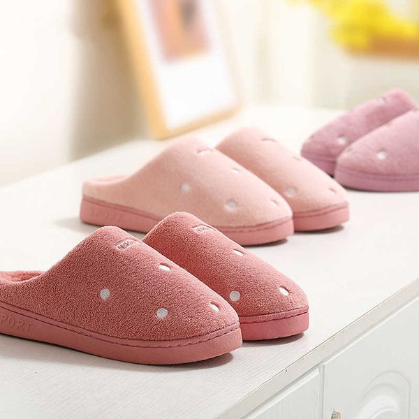 Pantofole da donna in cotone autunno e inverno per interni antiscivolo fondo morbido calore scarpe da mese semplice peluche mezza confezione con scopa per pavimenti Y0804