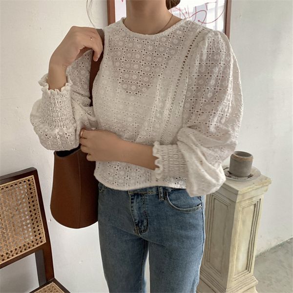 

blouses white gentle hook flowers summer streetwear sweet cute shirts chic vintage women hollow out blouse blusas