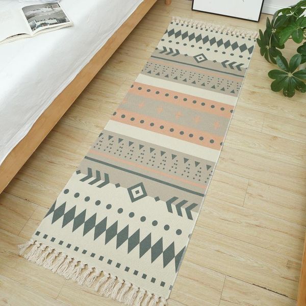 

carpets retro bohemian carpet for living room hand woven cotton linen bedroom rugs geometric floor mat long kids and