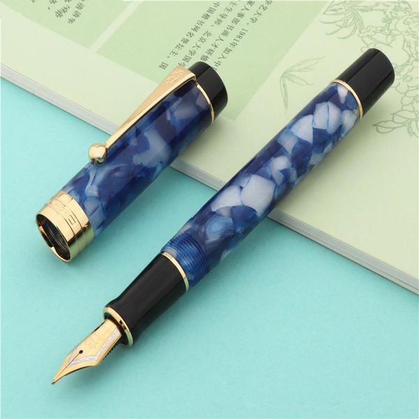 

fountain pens luxury quality jinhao 100 resin colour blue white school supplies student office stationary m nib pen