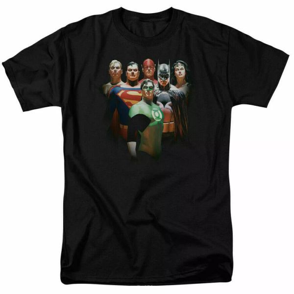 

justice league roll call t shirt licensed comic book tee black, White;black