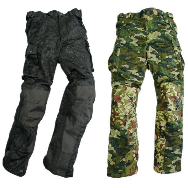 

running pants summer mesh cycling men's motorcycle racing fall protection breathable camouflage, Black;blue