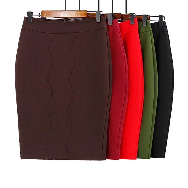 

skirts fashion skirt ol women's large size bag hip knit elastic pencil women, Black