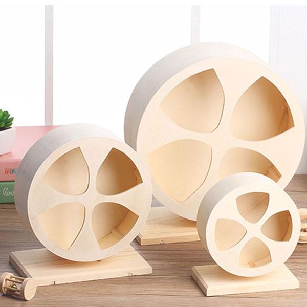 

small animal supplies 1pc wooden mute roller hamster running exercise mouse hedgehog sports wheel pet toy s/m/l