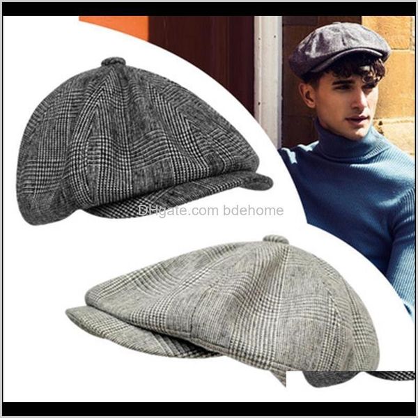 Berretti Cappelli Cappelli Cappelli, Sciarpe Guanti Fashion Aessories Drop Delivery 2021 Four Seasons Casquette Flax Sboy Uomo Donna Plaid Gatsby Retro Ha