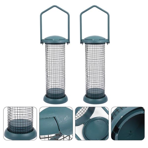 

2pcs bird dispenser container metal feeder pet supplies (green) other