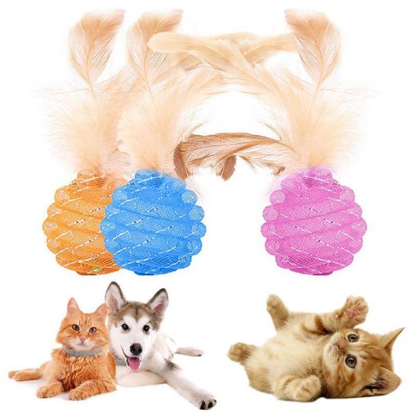 

cute pet cat toy line ball feather tube funny 3.5cm pineapple toys